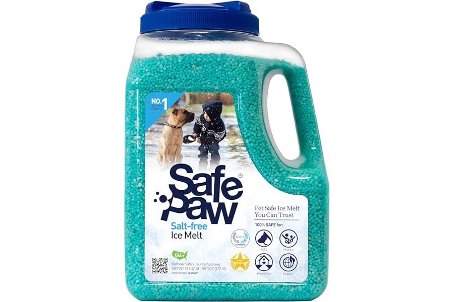 Snow & Ice Melters - Safe Paw, Dog/Child/Plant Pet Safe Ice Melt with Traction Agent,100% Salt-Free/Chloride-Free, Non-Toxic, Fast Acting, Lasts 3X Longer