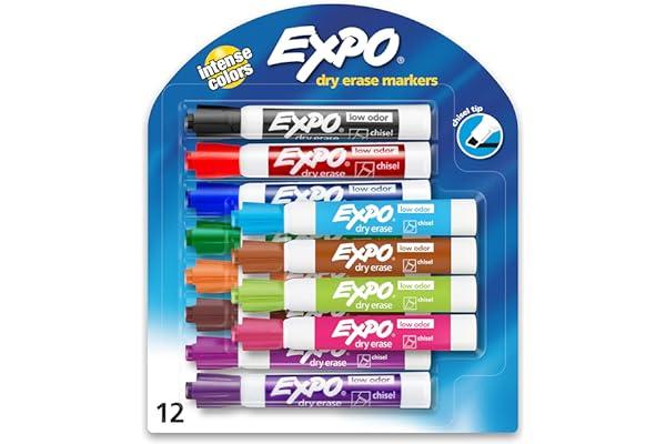 
   Best Selling Dry Erase & Wet Erase Markers
   - EXPO Low Odor Dry Erase Markers, Chisel Tip, Assorted Colors, 12 Count