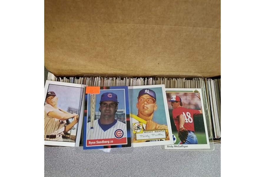 Sports Collectible Trading Card Boxes - Topps, Upper deck, Donruss, Fleer, Score, Upperdeck 600 Baseball Cards Including Babe Ruth, Unopened Packs, Many Stars, and Hall-of-Famers. Ships in White Box Perfect for Gift Giving.