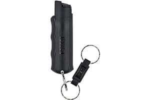 Self Defense Pepper Spray - SABRE Pepper Spray, Quick Release Keychain for Easy Carry and Fast Access, Finger Grip for More Accurate and Faster Aim, Maximum Police Strength OC Spray, 25 Bursts, Secure and Easy to Use Safety, Black, 0.54 Fluid Ounces