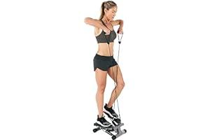 Step Fitness Machines - Sunny Health & Fitness Mini Stepper for Exercise Low-Impact Stair Step Cardio Equipment with Resistance Bands, Digital Monitor, Optional Twist Motion Stepper , Black