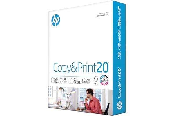 Copy & Multipurpose Paper - HP Printer Paper | 8.5 x 11 Paper | Copy &Print 20 lb | 1 Ream Case - 500 Sheets| 92 Bright | Made in USA - FSC Certified | 200060