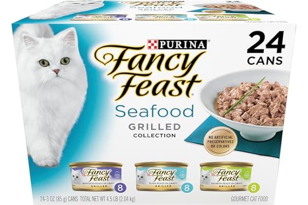 Canned Cat Food - Purina Fancy Feast Grilled Wet Cat Food Seafood Collection in Wet Cat Food Variety Pack - (24) 3 oz. Cans