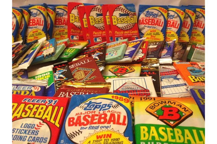 Sports Collectible Trading Card Packs - 100 Vintage Baseball Cards in Old Sealed Wax Packs - Perfect for New Collectors