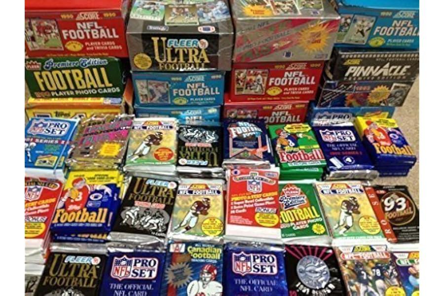 Sports Collectible Trading Card Packs - 100 Vintage Football Cards in Old Sealed Wax Packs - Perfect for New Collectors