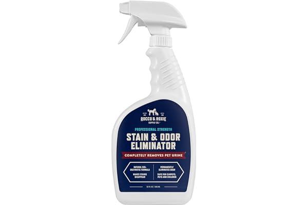 Cat Odor Removers - Rocco & Roxie Stain & Odor Eliminator for Strong Odor - Enzyme Pet Odor Eliminator for Home - Carpet Stain Remover for Cats and Dog Pee - Enzymatic Cat Urine Destroyer - Carpet Cleaner Spray