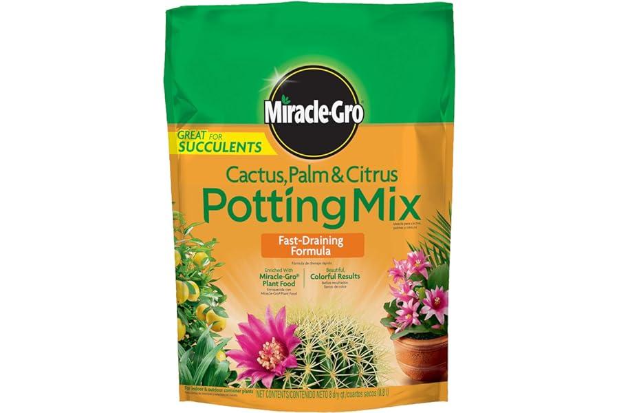 Garden Soil - Miracle-Gro Cactus, Palm & Citrus Soil - For Containers , Added Fertilizer Feeds for 6 Months, 8 qt.