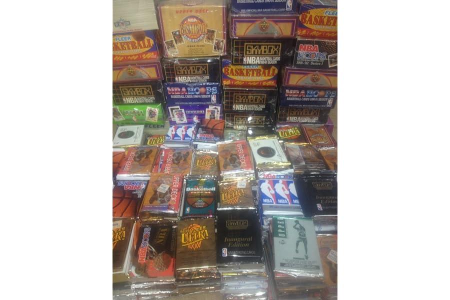 Sports Collectible Trading Card Packs - 100 Vintage NBA Basketball Cards in Old Sealed Wax Packs - Perfect for New Collectors Includes Players Such as Michael Jordan, Charles Barkley , Magic Johnson and Larry Bird !