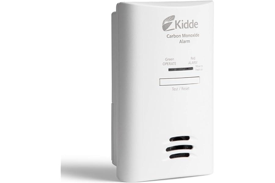 Carbon Monoxide Detectors - Kidde Carbon Monoxide Detector, Plug In Wall with AA Battery Backup, Test-Hush Button