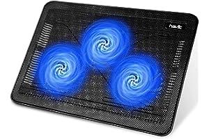 Laptop Cooling Pads - havit HV-F2056 15.6"-17" Laptop Cooler Cooling Pad - Slim Portable USB Powered (3 Fans), Black/Blue