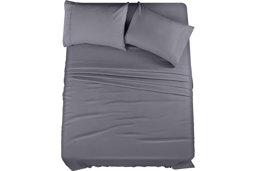 Sheet & Pillowcase Sets - Utopia Bedding Queen Bed Sheets Set - 4 Piece Bedding - Brushed Microfiber - Shrinkage and Fade Resistant - Easy Care (Queen, Grey)