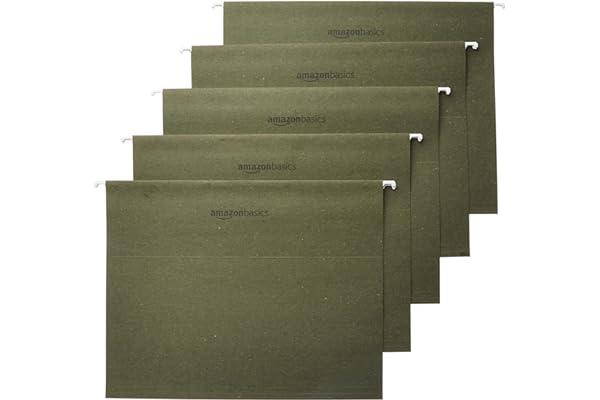 Hanging Folders & Interior Folders - Amazon Basics Hanging Organizer File Folder, Letter Size, Green - Pack of 25