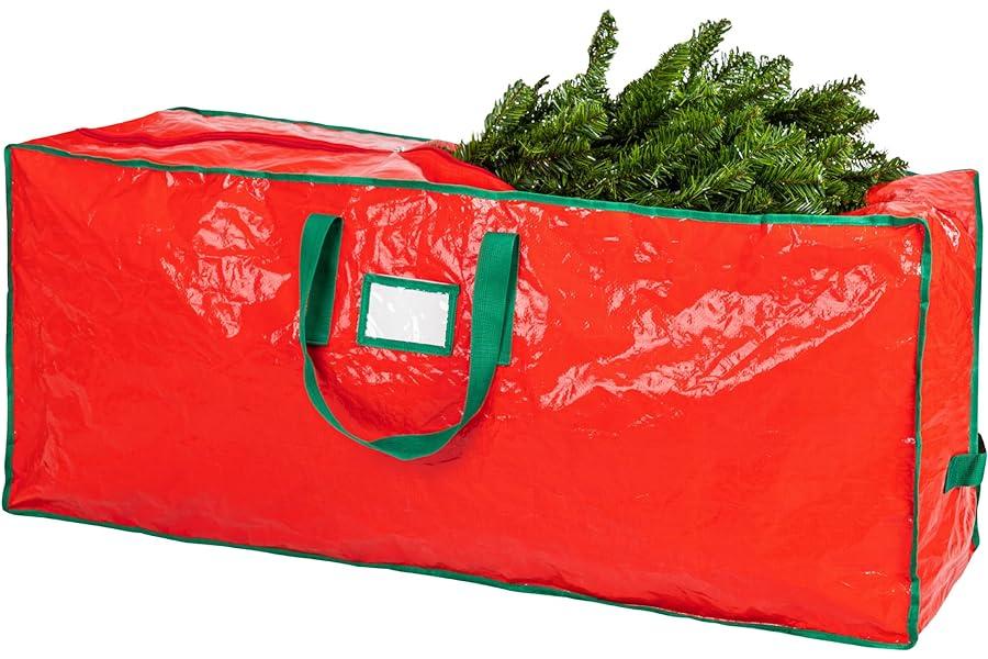 Christmas Tree Storage - Christmas Tree Storage Bag - Stores 9 Foot Artificial Xmas Holiday Tree, Durable Waterproof Material, Zippered Bag, Carry Handles. Protects Against Dust, Insects and Moisture.