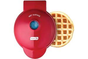 Waffle Irons - DASH Mini Maker for Individual Waffles, Hash Browns, Keto Chaffles with Easy to Clean, Non-Stick Surfaces, 4 Inch, Red