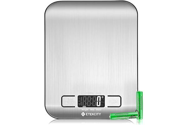 Digital Kitchen Scales - Etekcity Food Scale, Digital Kitchen Scale, 304 Stainless Steel, Weight in Grams and Ounces for Baking, Cooking, and Meal Prep, LCD Display, Medium