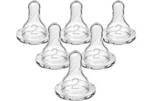 Baby Bottle Nipples - Dr. Brown’s Natural Flow Level 2 Narrow Baby Bottle Silicone Nipple, Medium Flow, 3m+, 100% Silicone Bottle Nipple, 6 Count