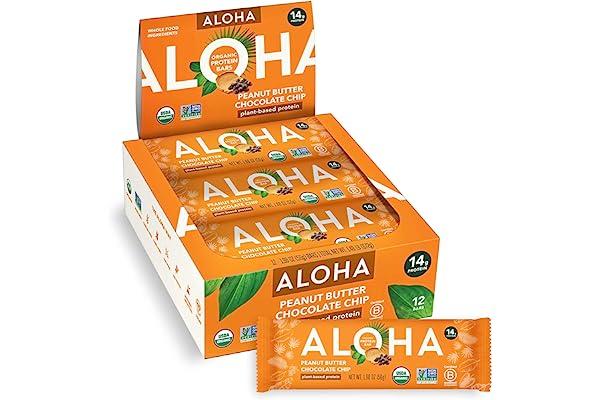 
   Best Selling Climate Pledge Friendly: Health and Household
   - ALOHA Organic Plant Based Protein Bars |Peanut Butter Chocolate Chip | 1.98 Oz (Pack of 12) | Vegan, Low Sugar, Gluten Free, Paleo, Low Carb, Non-GMO, Stevia Free, Soy Free, No Sugar Alcohols