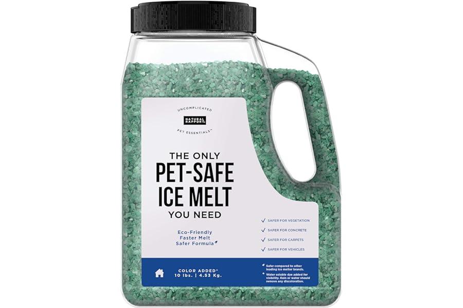 Snow & Ice Melters - Natural Rapport Pet Friendly Ice Melt - Calcium Chloride Free, Pet Safe Ice Melter, Rock Salt Alternative - Time Release Deicer Formula Lasts 3X Longer (10 lb)