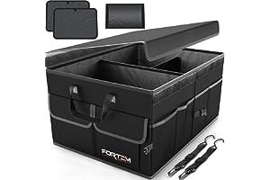 Trunk Organizers - FORTEM Car Storage Organizer, Collapsible Multi Compartment SUV Trunk Organizer, Non Slip Bottom, Adjustable Securing Straps, Foldable Cover (Black, Standard Size)