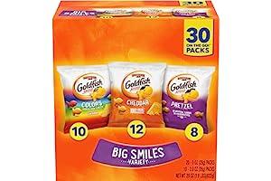 
   Best Selling Animal Crackers
   - Goldfish Crackers Big Smiles Variety Pack with Cheddar, Colors, and Pretzels, Snack Packs, 30 Ct