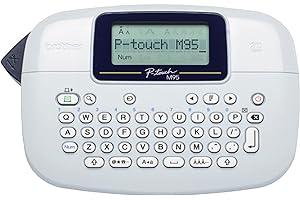 Label Makers - Brother P-Touch, PTM95, Handy Label Maker, 9 Type Styles, 8 Deco Mode Patterns, Navy Blue, Blue Gray