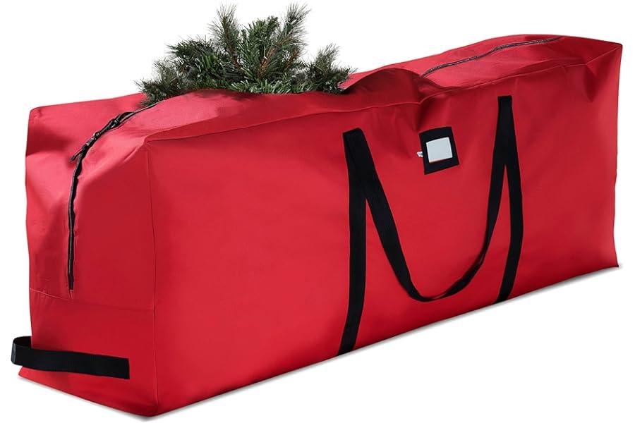 Christmas Tree Storage - Zober Christmas Tree Storage Bag - Fits 9 Ft Artificial Trees - Waterproof Christmas Tree Bag - Strong, Durable Handles - Labeling Card Slot - Red