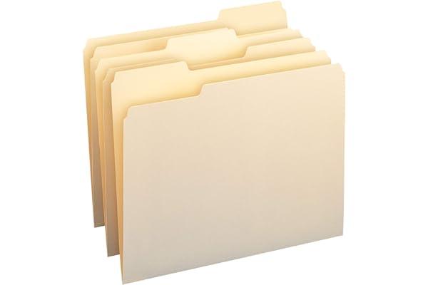 
   Best Selling Manila File Folders
   - Amazon Basics 1/3-Cut Tab, Assorted Positions File Folders, Letter Size, Manila - Pack of 100