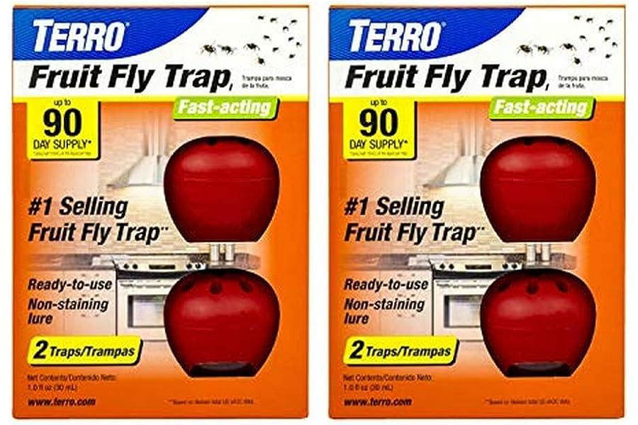 Pest Control Traps - TERRO T2503SR Ready-to-Use Indoor Fruit Fly Killer and Trap with Built in Window - 4 Traps + 180 day Lure Supply