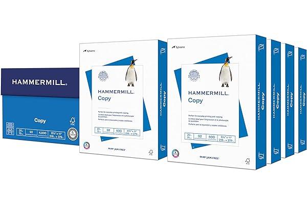 Copy & Multipurpose Paper - Hammermill Printer Paper, 20 Lb Copy Paper, 8.5 x 11 - 8 Ream (4,000 Sheets) - 92 Bright, Made in the USA