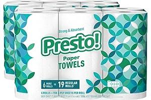 
   Best Selling Paper Towels
   - Amazon Brand - Presto! Flex-a-Size Paper Towels, 158 Sheet Huge Roll, 12 Rolls (2 Packs of 6), Equivalent to 38 Regular Rolls, White