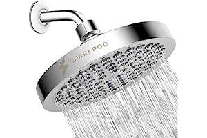 Fixed Showerheads - SparkPod Shower Head - High Pressure Rain - Premium Quality Luxury Design - 1-Min Install - Easy Clean Adjustable Replacement for Your Bathroom Shower Heads (Luxury Polished Chrome, 6 Inch Round)