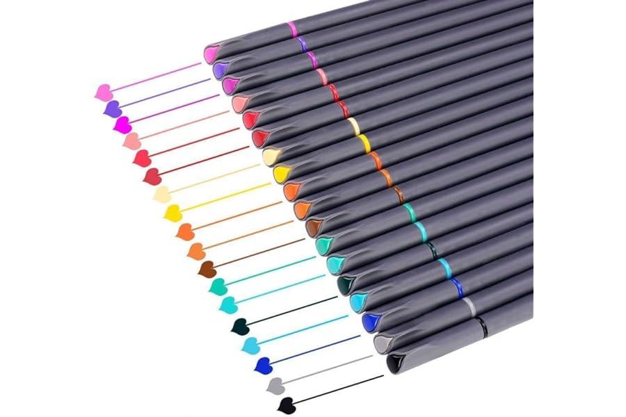 Drawing Pens - iBayam Journal Planner Pens Colored Pens Fine Point Markers Fine Tip Drawing Pens Fineliner Pen for Bullet Journaling Writing Note Taking Calendar Coloring Art Office School Supplies, 18-Pack