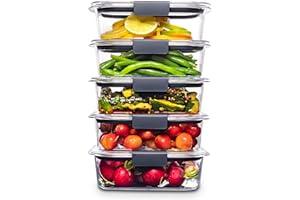 Food Container Sets - Rubbermaid Brilliance BPA Free Food Storage Containers with Lids, Airtight, for Lunch, Meal Prep, and Leftovers, Set of 5 (3.2 Cup)