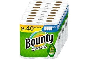 
   Best Selling Paper Towels
   - Bounty Quick-Size Paper Towels, White, 16 Family Rolls = 40 Regular Rolls, 2 Count (Pack of 8)