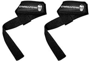 Exercise Straps - Gymreapers Lifting Wrist Straps for Weightlifting, Bodybuilding, Powerlifting, Strength Training, & Deadlifts - Padded Neoprene with 18" Cotton (Black)