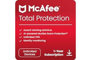 Mac Software - McAfee Total Protection 2024 Ready | Unlimited Devices | Cybersecurity Software Includes Antivirus, Secure VPN, Password Manager, Dark Web Monitoring | Download