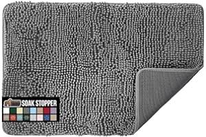 Outdoor Doormats - Gorilla Grip Soak Stopper Absorbent Chenille Indoor Doormat, Rubber Backing, Muddy Dog Paws Washable Mat, Quick Dry Microfiber Door Mat Inside Floor, Home Décor Welcome Mats, 30x20, Grey