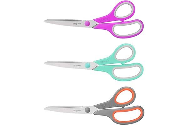 
   Best Selling Craft Scissors
   - Scissors, iBayam 8" Multipurpose Scissors Bulk 3-Pack, Ultra Sharp Blade Shears, Comfort-Grip Handles, Sturdy Sharp Scissors for Office Home School Sewing Fabric Craft Supplies, Right / Left Handed