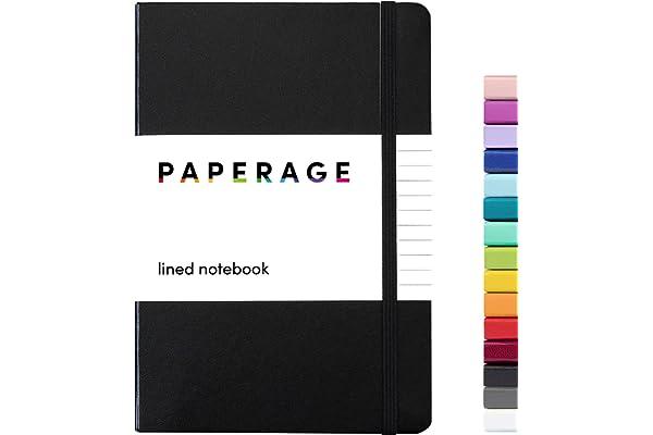 Hardcover Executive Notebooks - PAPERAGE Lined Journal Notebook, (Black), 160 Pages, Medium 5.7 inches x 8 inches - 100 GSM Thick Paper, Hardcover