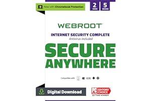 Mac Software - Webroot Internet Security Complete | Antivirus Software 2023 | 5 Device| 2 Year Download for PC/Mac/Chromebook/Android/IOS + Password Manager, Performance Optimizer & Cloud Backup