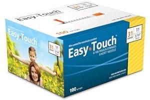 Medical Syringe & Needle Sets - EasyTouch U-100 Insulin Syringe with Needle, 31G 1cc 5/16-Inch (8mm), Box of 100