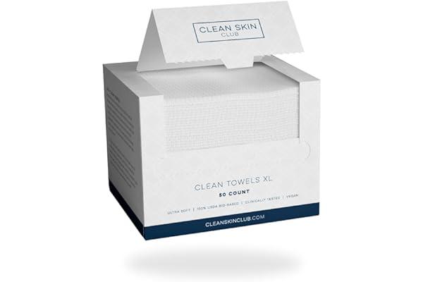 
   Best Selling Climate Pledge Friendly: Beauty
   - Clean Skin Club Clean Towels XL, 100% USDA Biobased Dermatologist Approved Face Towel, Disposable Clinically Tested Face Towelette, Makeup Remover Dry Wipes, Ultra Soft, 50 Ct, 1 Pack