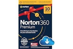 Mac Software - Norton 360 Premium, 2024 Ready, Antivirus software for 10 Devices with Auto Renewal - Includes VPN, PC Cloud Backup & Dark Web Monitoring [Download]