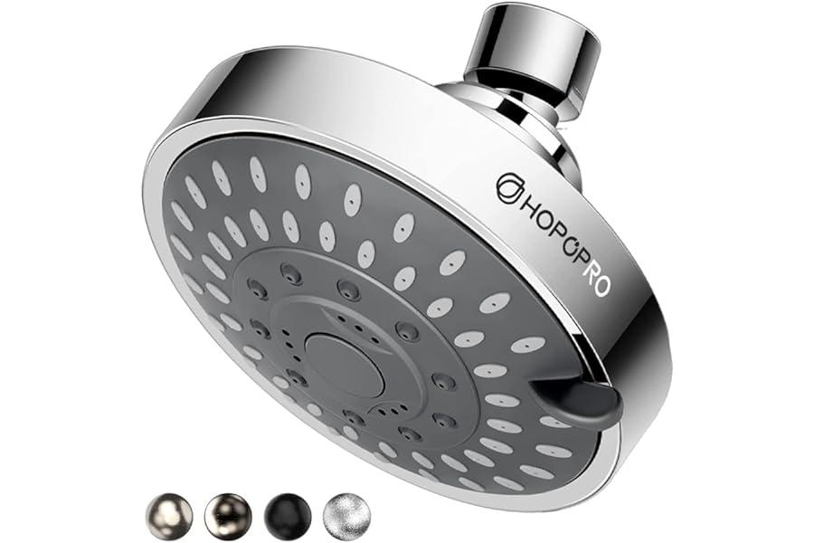 Fixed Showerheads - HOPOPRO NBC News Recommended 5 Modes High Pressure Shower Head 4.1 Inch High Flow Fixed Showerheads Bathroom Showerhead for Luxury Shower Experience Even at Low Water Pressure