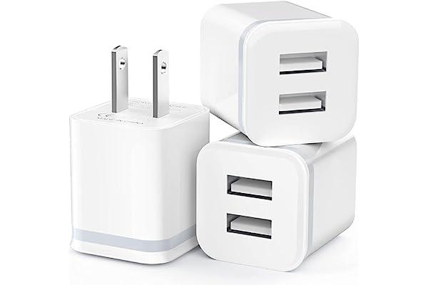 
   Best Selling Cell Phone Wall Chargers
   - USB Wall Charger, LUOATIP 3-Pack 2.1A/5V Dual Port USB Cube Power Adapter Charger Plug Block Charging Box Brick for iPhone 13 12 11 Pro Max SE XS XR X 8 7 6 6S Plus, Samsung, LG, Moto, Android Phones