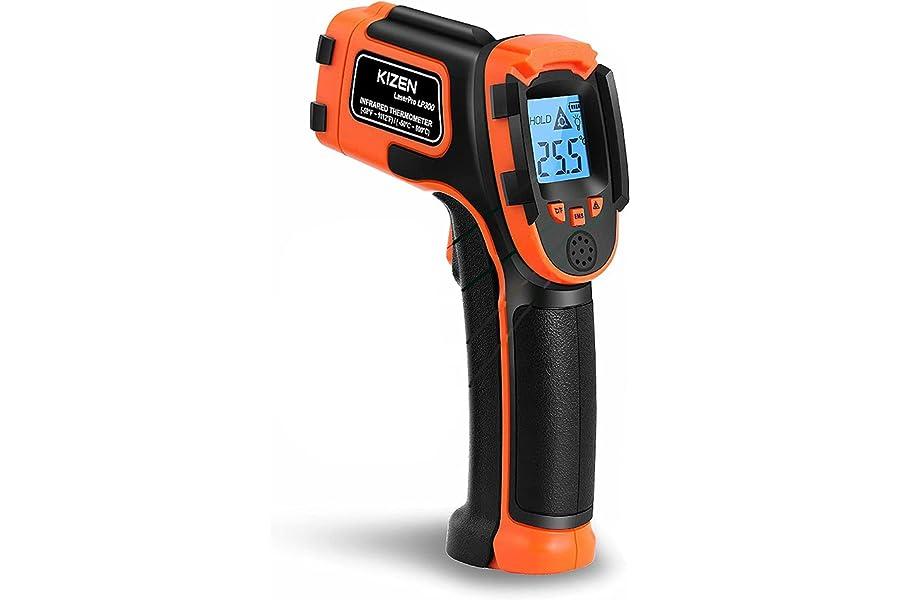 Infrared Thermometers - KIZEN Infrared Thermometer Gun (LaserPro LP300) - Handheld Heat Temperature Gun for Cooking, Pizza Oven, Grill & Engine - Laser Surface Temp Reader -58F to 1112F - NOT for Humans, digital