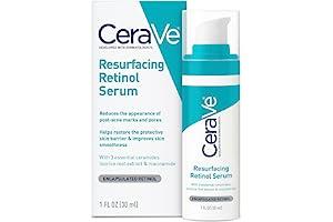 Facial Serums - CeraVe Retinol Serum for Post-Acne Marks and Skin Texture | Pore Refining, Resurfacing, Brightening Facial Serum with Retinol and Niacinamide | Fragrance Free, Paraben Free & Non-Comedogenic| 1 Oz