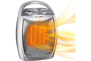 Indoor Electric Space Heaters - GiveBest Portable Electric Space Heater with Thermostat, 1500W/750W Safe and Quiet Ceramic Heater Fan, Heat Up 200 Square Feet for Office Room Desk Indoor Use, Silver