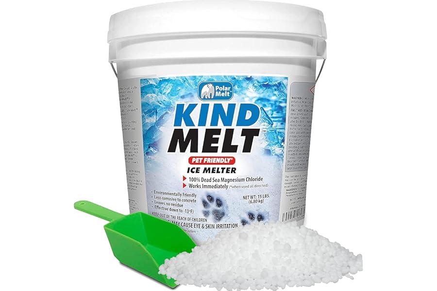 Snow & Ice Melters - HARRIS Kind Melt Pet Friendly Ice and Snow Melter, Fast Acting 100% Pure Magnesium Chloride Formula with Scoop Included, 15lb