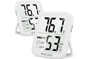 Indoor Thermometers - Antonki Room Thermometer Indoor Hygrometer, Humidity Gauge, Humidity Meter, Digital Temperature and Humidity Monitors for Home, Baby Room, Terrarium, Incubator, Greenhouse - 2 Pack